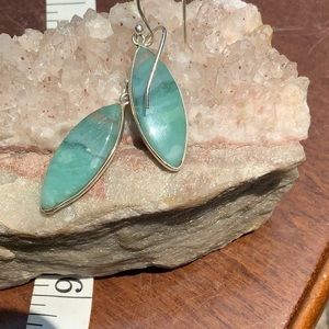 NATURAL GREEN LACE AGATE 925 STERLING SILVER EARRINGS